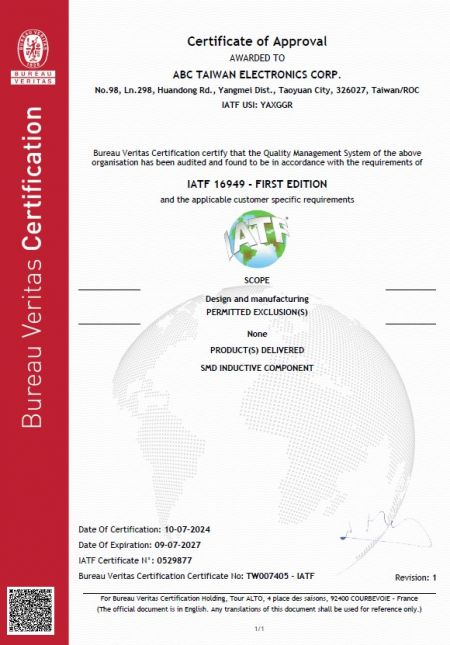 IATF16949 Automotive Quality Management System Certificate