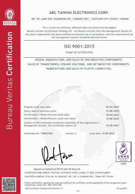 ISO9001 Quality Management System Certificate